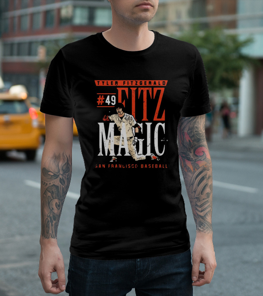 Tyler Fitzgerald #49 San Francisco Baseball Fitz Magic Vintage Player Action T-Shirt