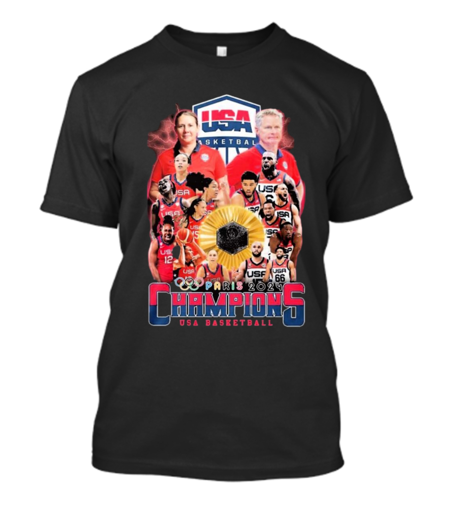 USA Basketball Paris 2024 Champions Women Team Olympic 66 T-Shirt