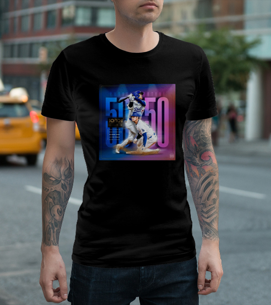 Shohei Ohtani Los Angeles Dodgers MLB 50 Home Runs 50 Steals 50/50 Club T-Shirt