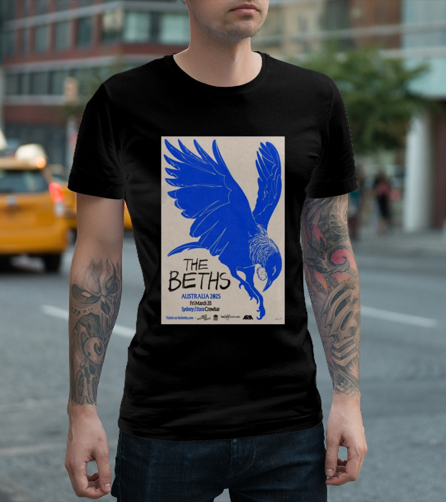 The Beths March 28 2025 Sydney Eora Crowbar Australia Blue Bird T-Shirt