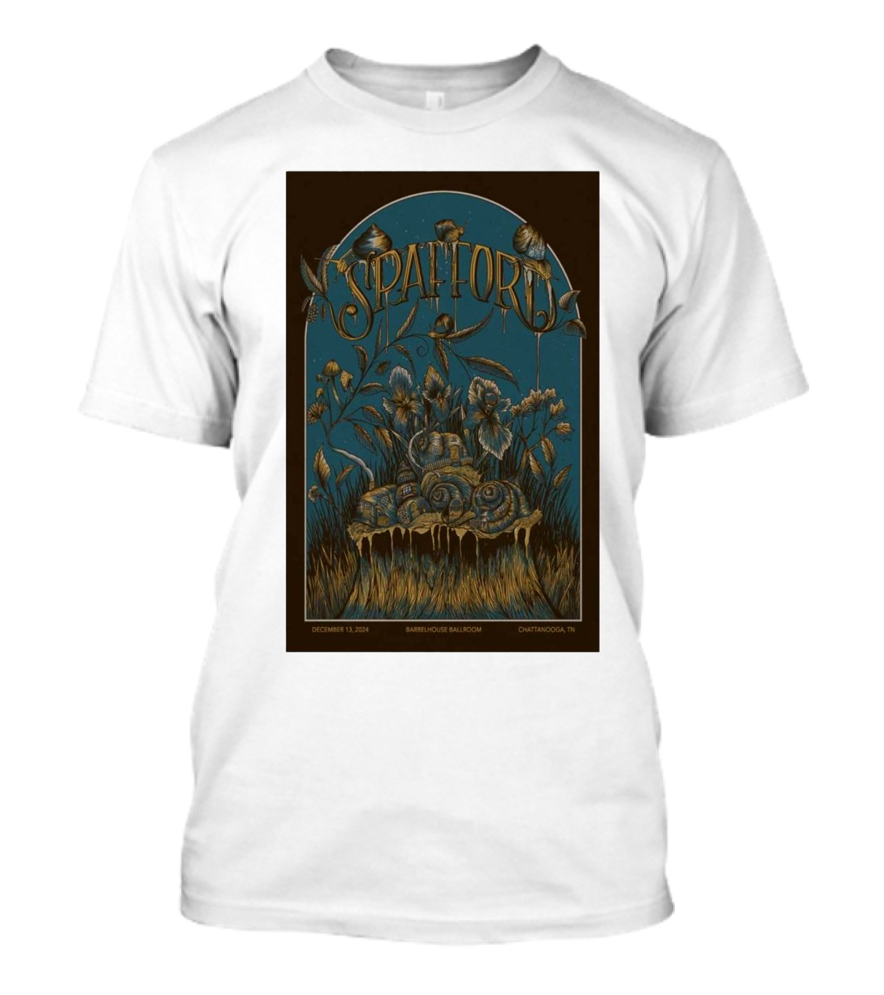 Spafford Live At Barrelhouse Ballroom December 13 2024 Chattanooga TN Snail T-Shirt