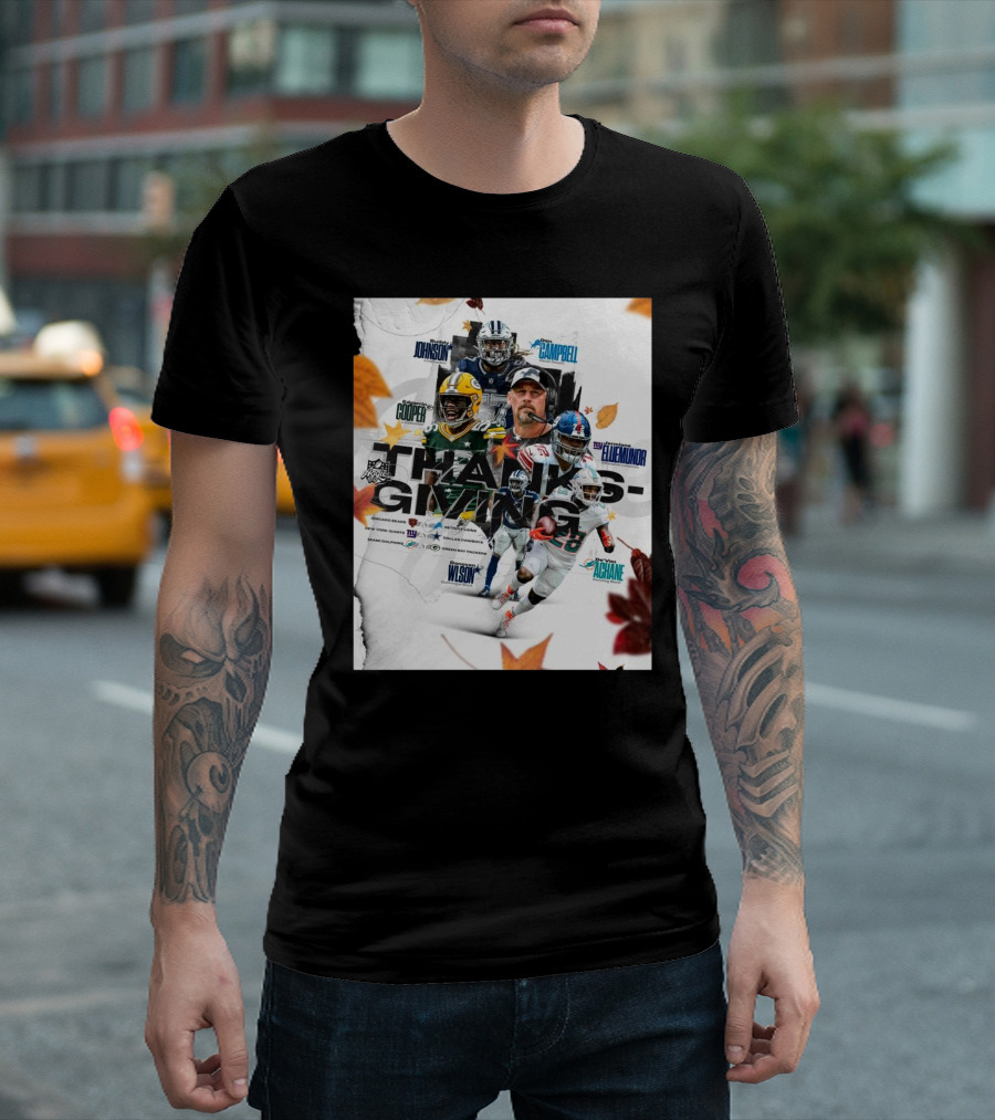 Thanksgiving NFL Matchup Johnson Campbell Cooper Thibodeaux Elemenor Wilson Achane T-Shirt