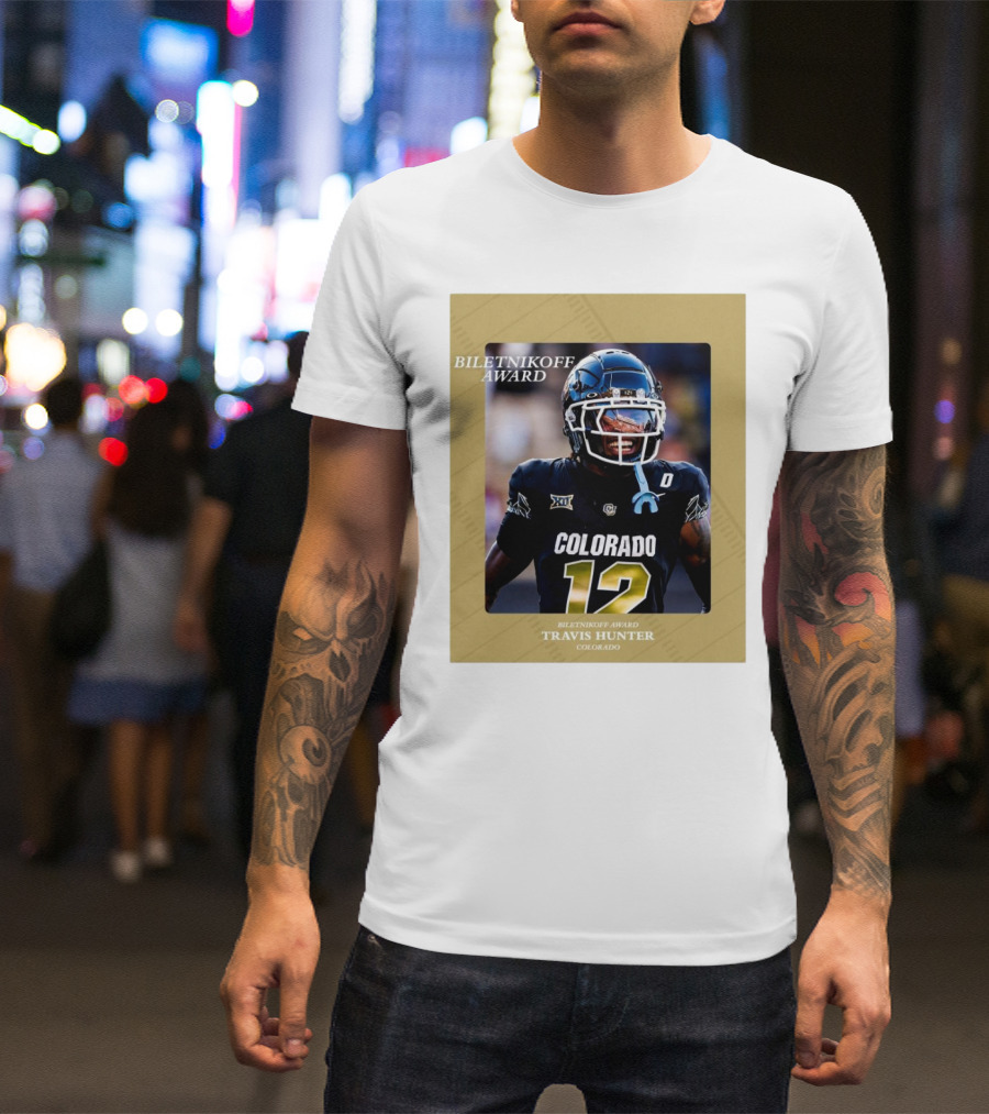 Travis Hunter Colorado 12 Biletnikoff Award College Football T-Shirt