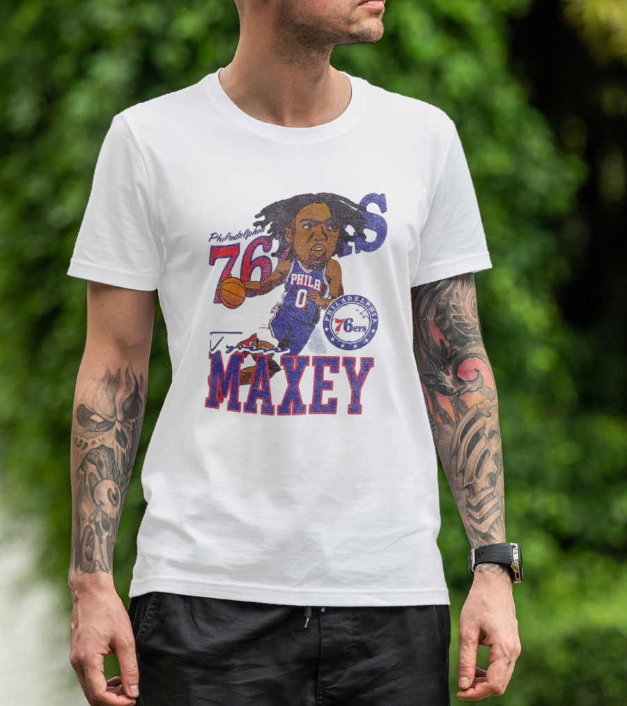 Philadelphia 76ers Tyrese Maxey Caricature Player New Era 76 Philadelphian Phila Maxey 6ers T-Shirt