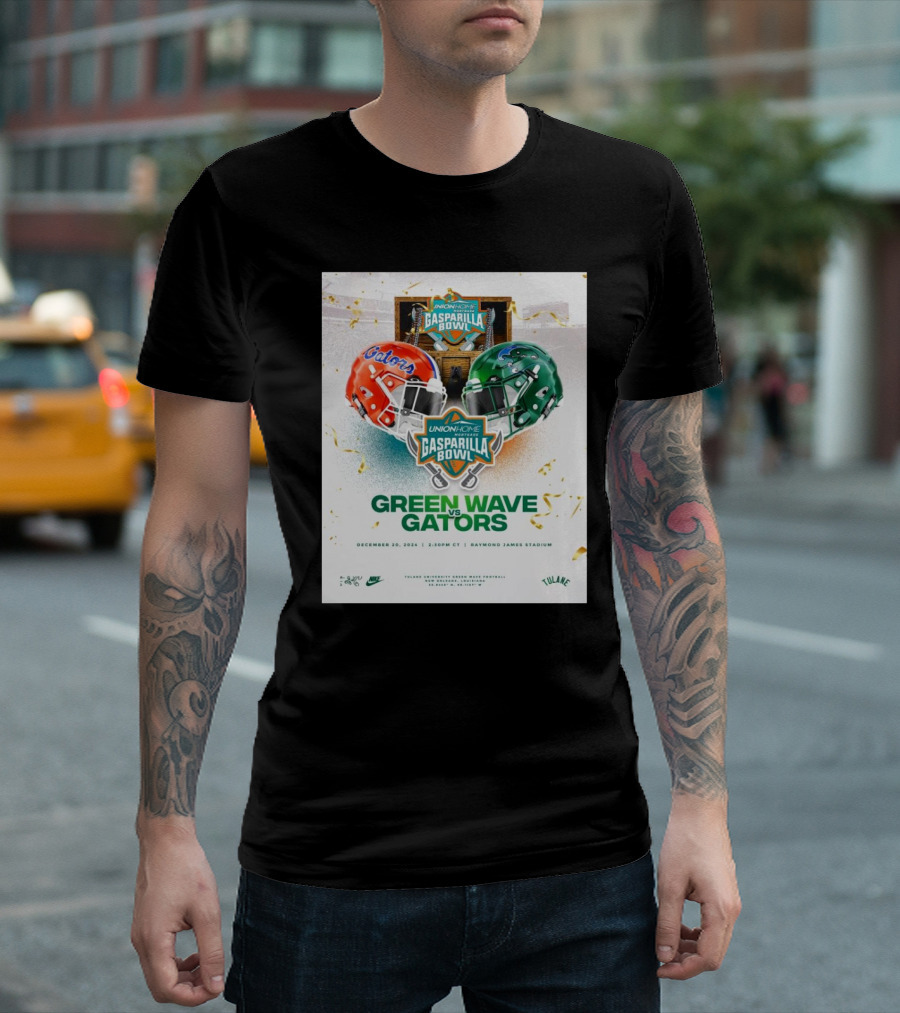 Green Wave vs Gators Union Home Gasparilla Bowl December 20 2024 Raymond James Stadium T-Shirt