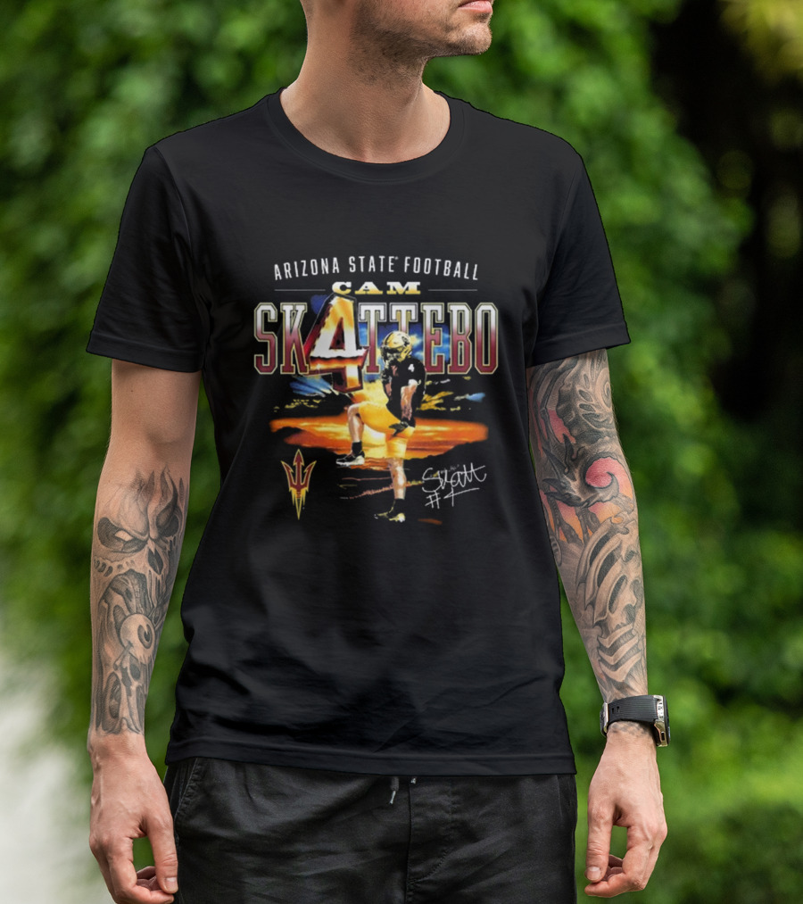 Arizona State Football Cam Skattebo 4 Signature Autograph T-Shirt