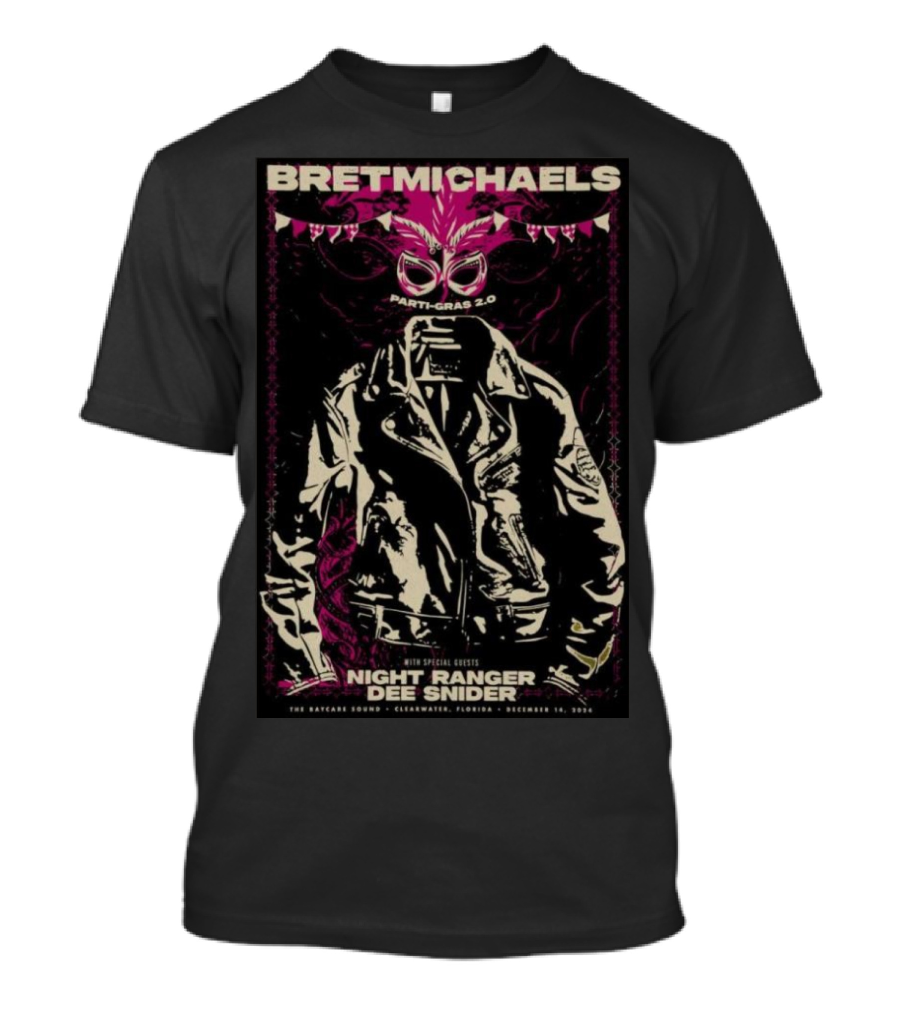 Bret Michaels Party-Gras 2.0 Tour Night Ranger Dee Snider Clearwater FL Dec 14 T-Shirt