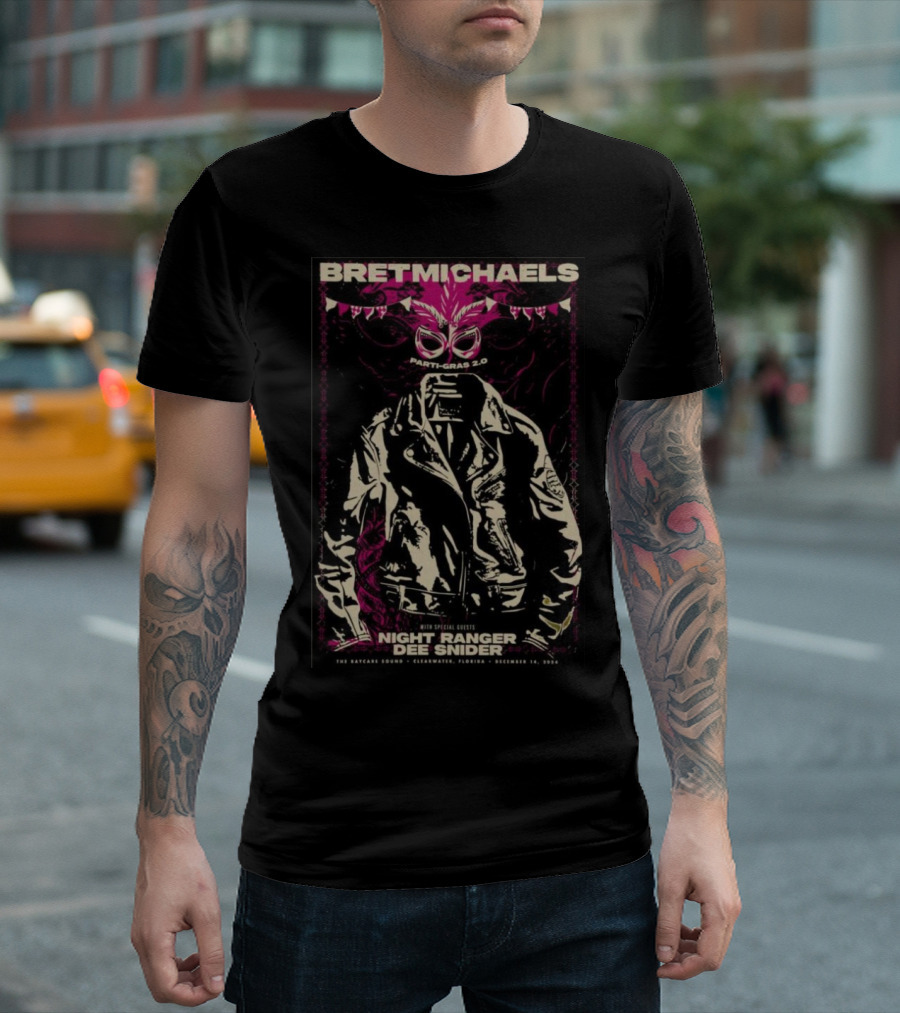 Bret Michaels Party-Gras 2.0 Tour Night Ranger Dee Snider Clearwater FL Dec 14 T-Shirt