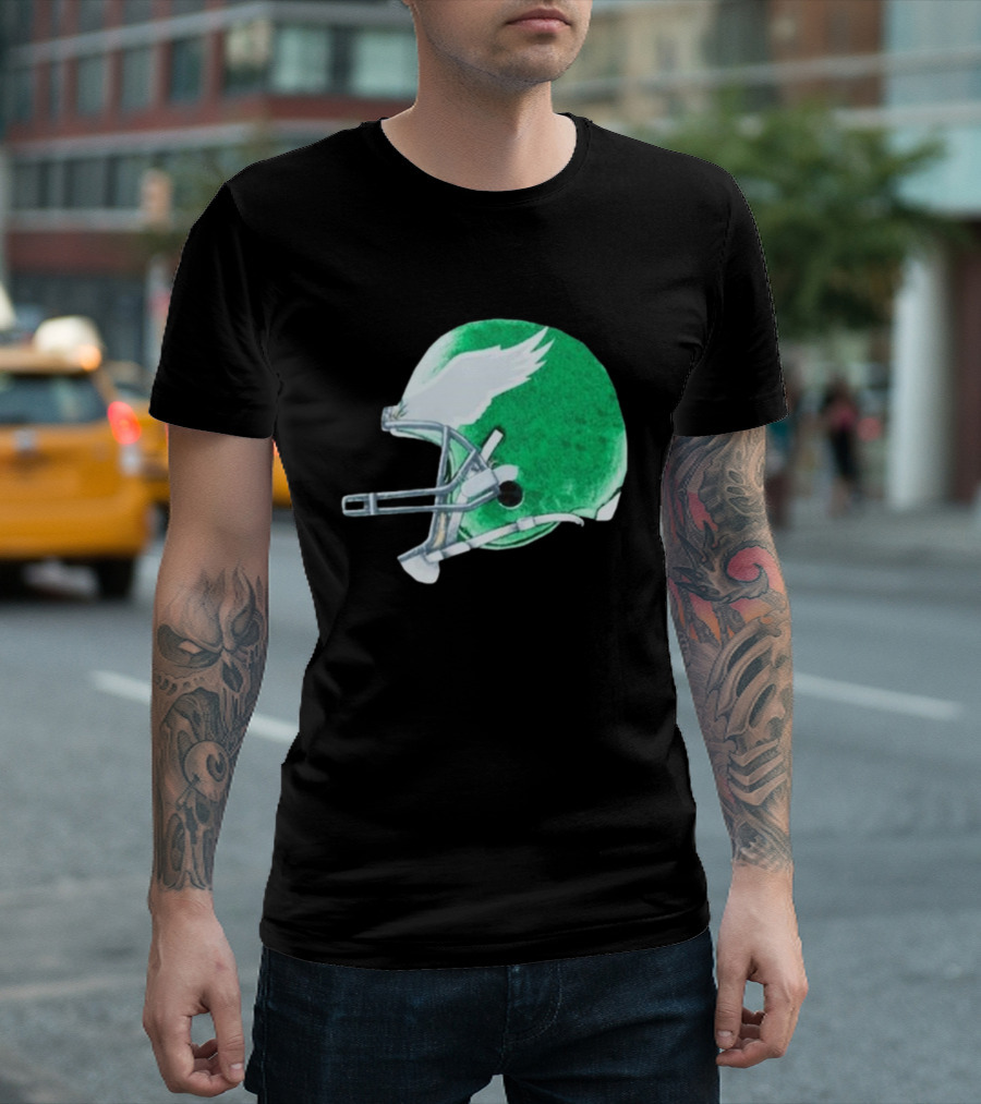 Eagles Green Winged Football Helmet T-Shirt