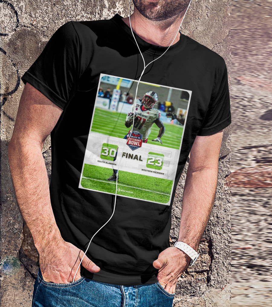 Final Score 30-23 South Alabama Jaguars Vs Western Michigan Broncos 2024 IS4S Salute To Veterans Bowl T-Shirt