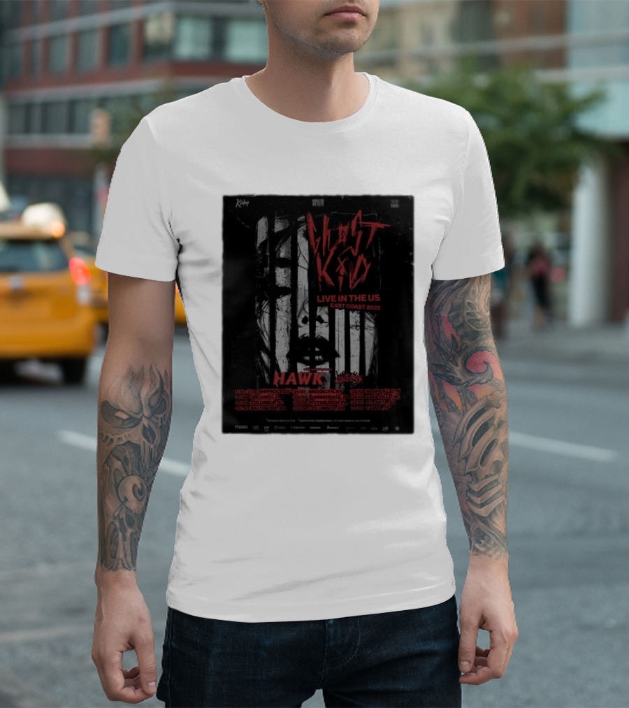 Ghostkid Live East Coast 2025 Tour With Hawk And Crucufiction January To February US Dates T-Shirt