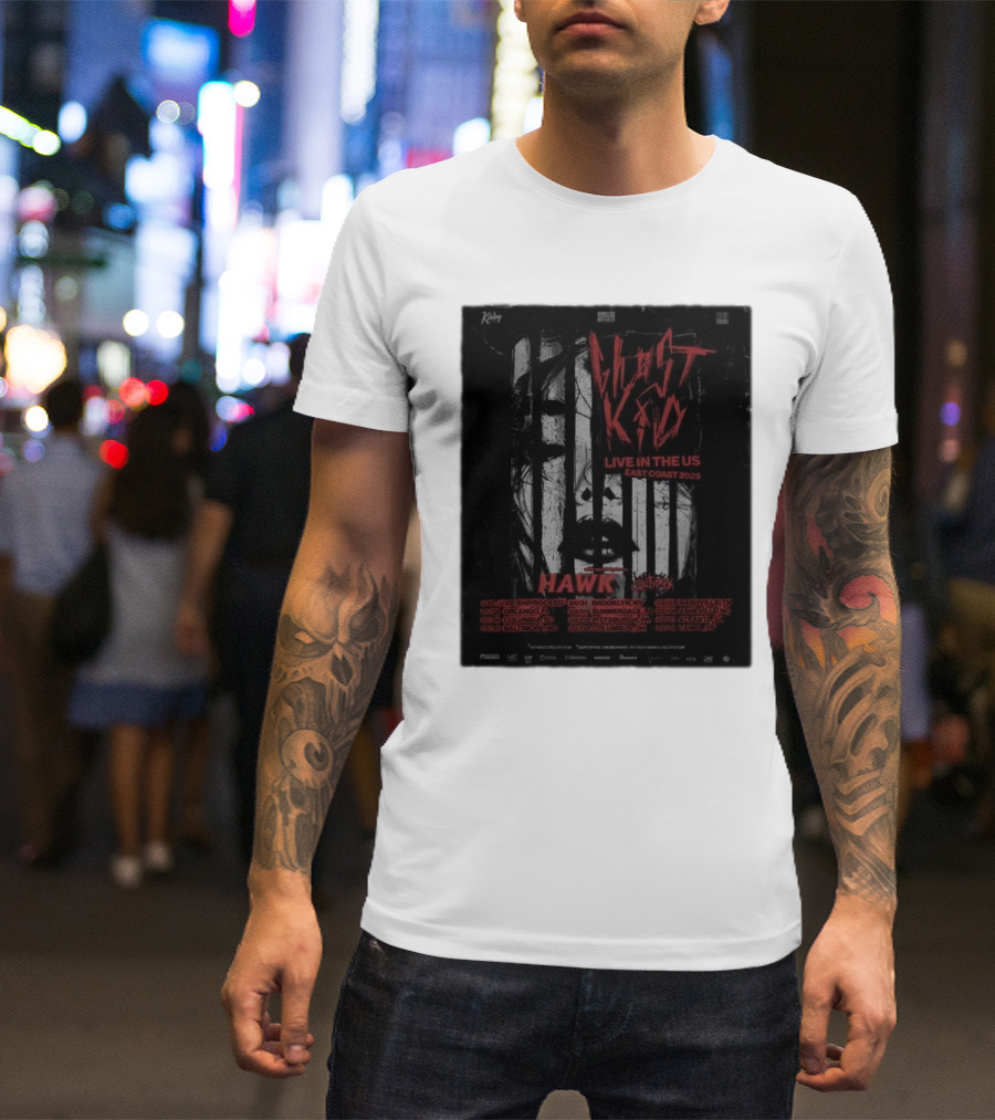 Ghostkid Live East Coast 2025 Tour With Hawk And Crucufiction January To February US Dates T-Shirt