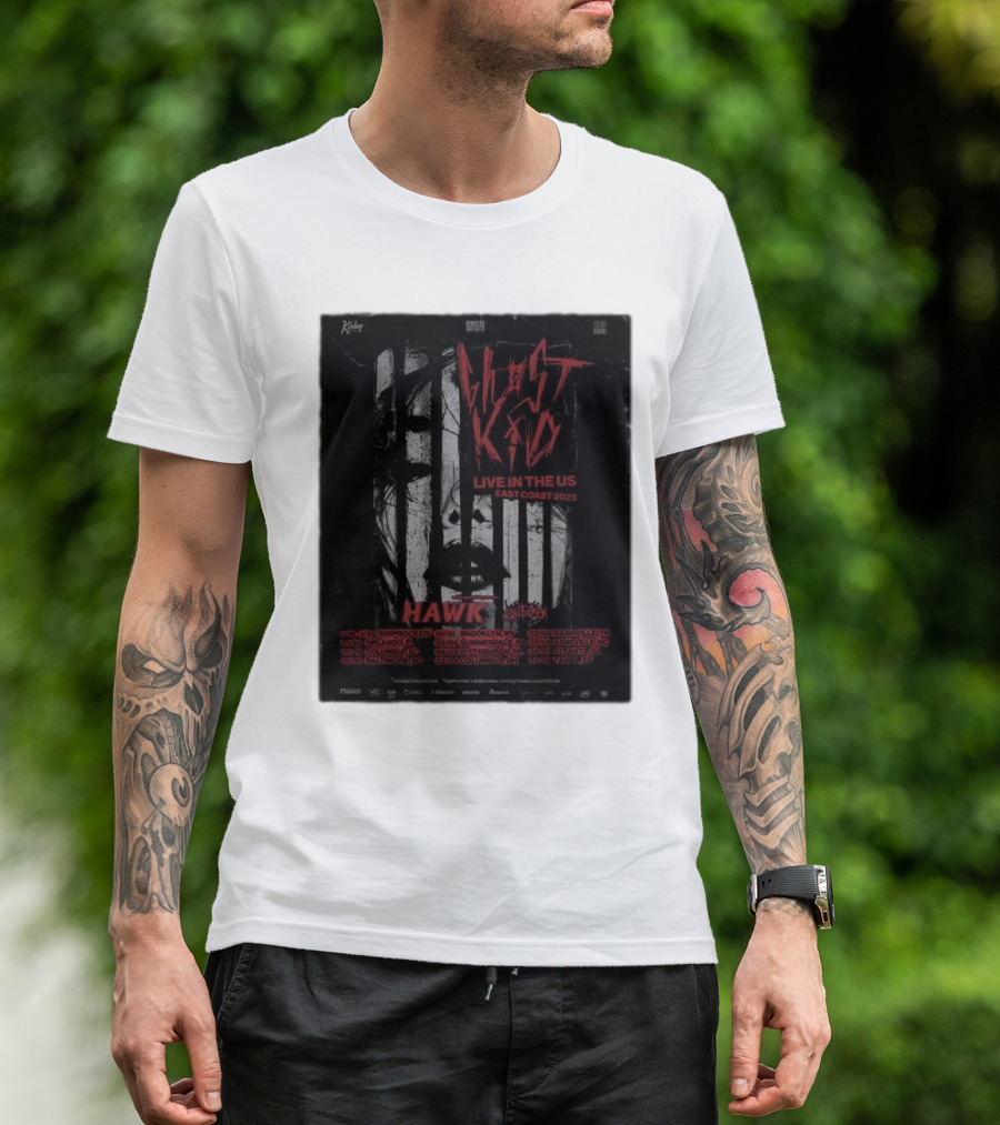 Ghostkid Live East Coast 2025 Tour With Hawk And Crucufiction January To February US Dates T-Shirt