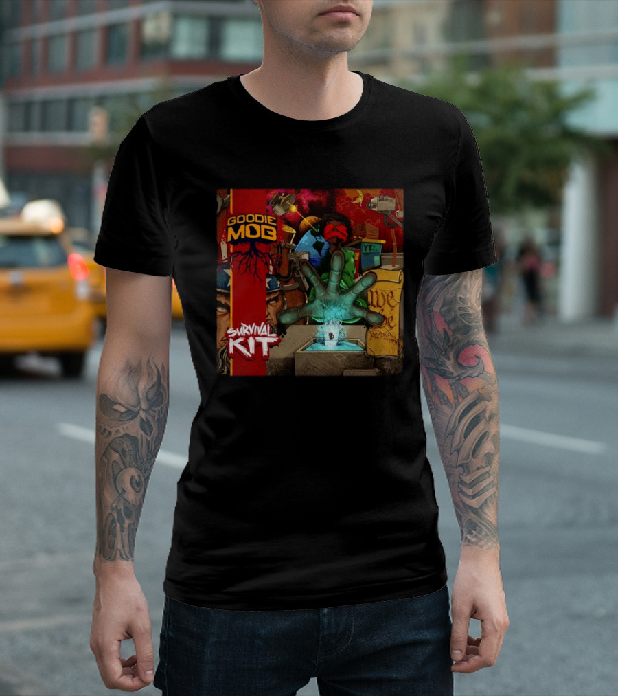 Goodie Mob Survival Kit Hand Album Art with Globe and Graffiti T-Shirt