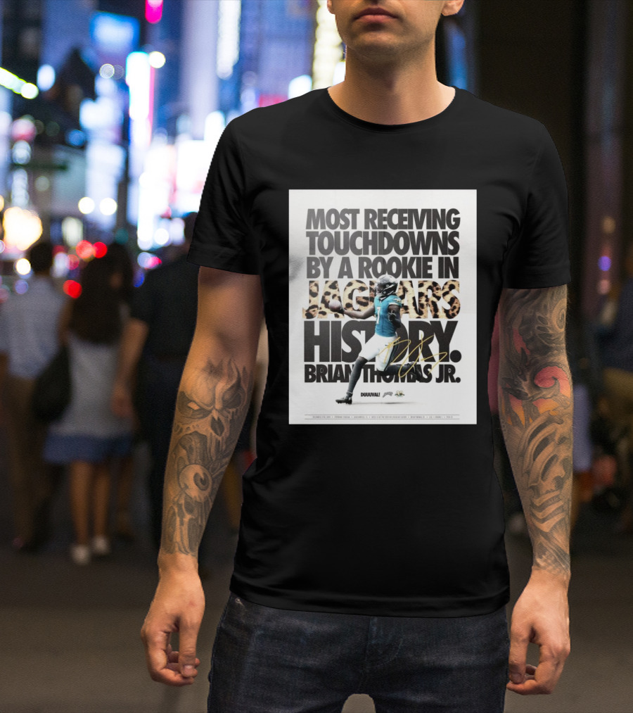 Most Receiving Touchdowns By A Rookie In Jaguars History Brian Thomas Jr T-Shirt