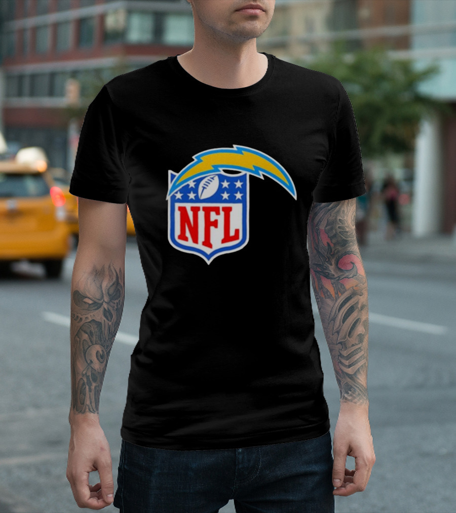 Los Angeles Chargers NFL Lightning Bolt Shield Emblem T-Shirt