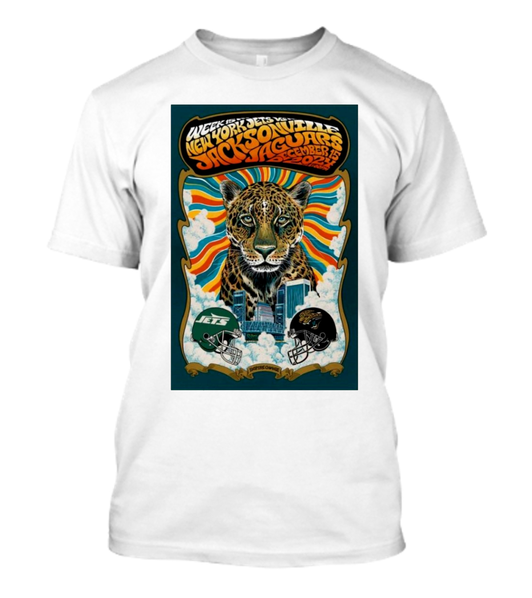 Week 15 New York Jets Vs Jacksonville Jaguars December 15 2024 Retro Helmet Leopard T-Shirt