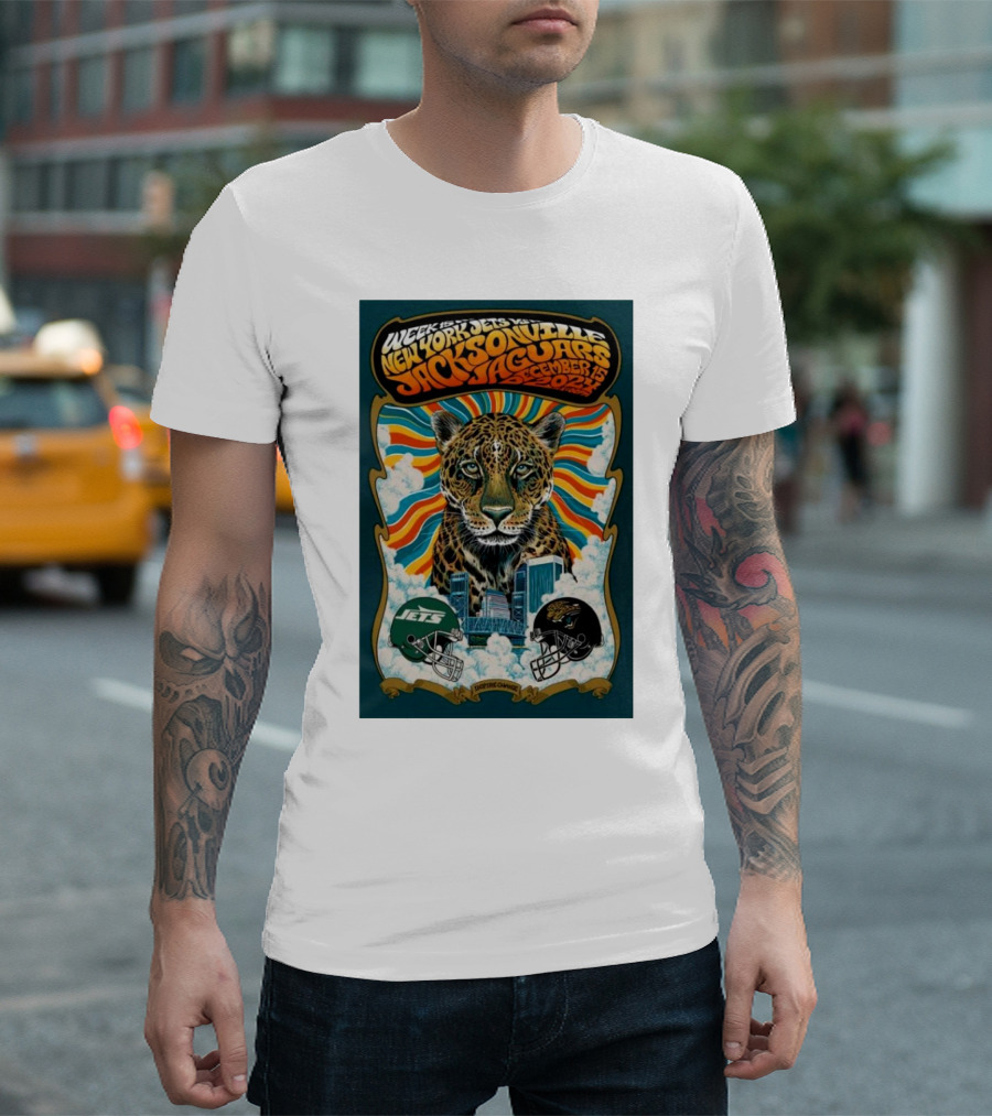 Week 15 New York Jets Vs Jacksonville Jaguars December 15 2024 Retro Helmet Leopard T-Shirt