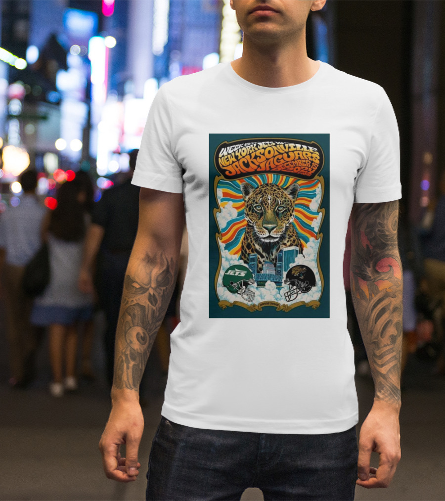 Week 15 New York Jets Vs Jacksonville Jaguars December 15 2024 Retro Helmet Leopard T-Shirt