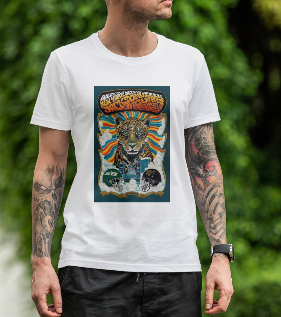Week 15 New York Jets Vs Jacksonville Jaguars December 15 2024 Retro Helmet Leopard T-Shirt