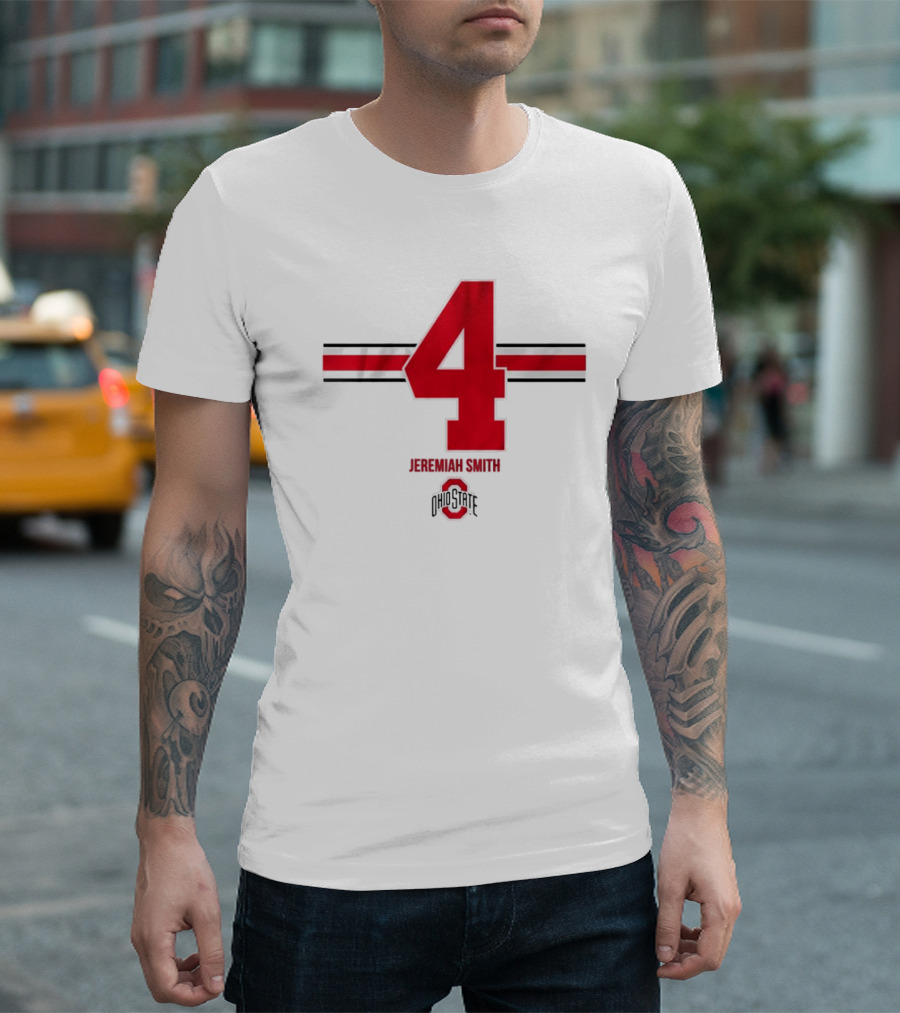 Ohio State Football Jeremiah Smith 4 Jersey Logo Stripes T-Shirt