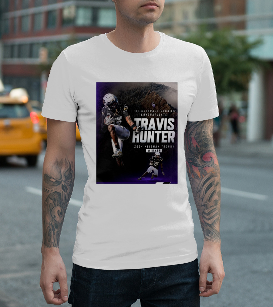 The Colorado Rockies Congratulate Travis Hunter 2024 Heisman Trophy Winner T-Shirt