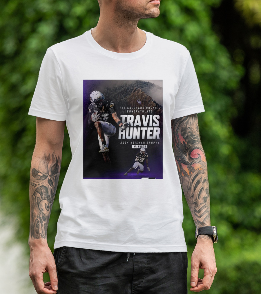 The Colorado Rockies Congratulate Travis Hunter 2024 Heisman Trophy Winner T-Shirt
