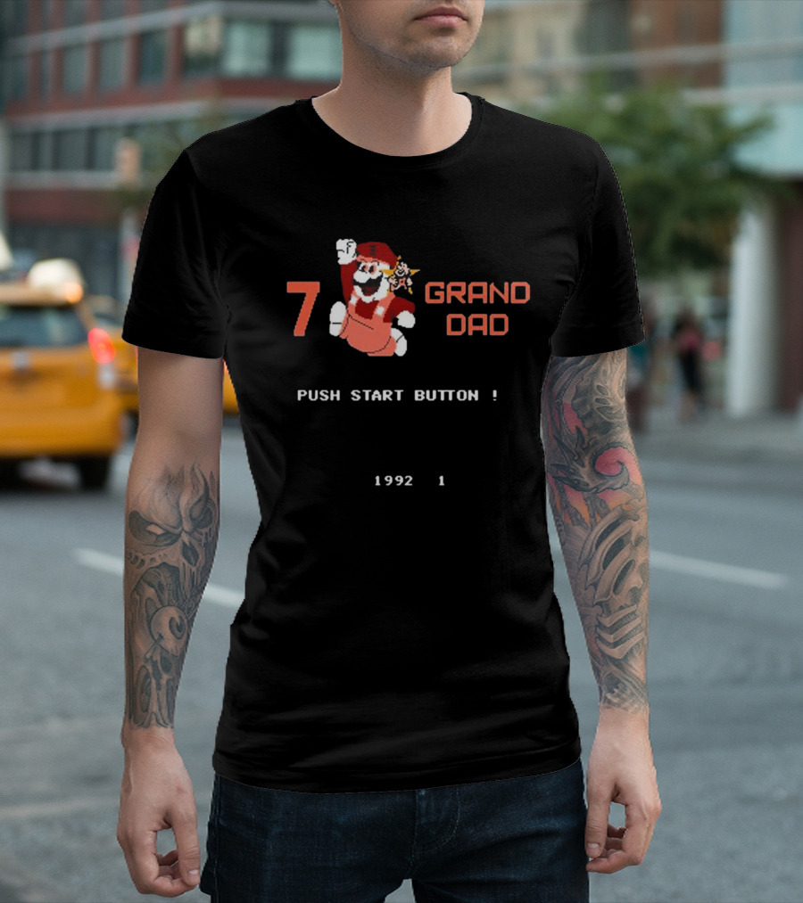 7 Grand Dad Push Start Button 1992 Video Game T-Shirt