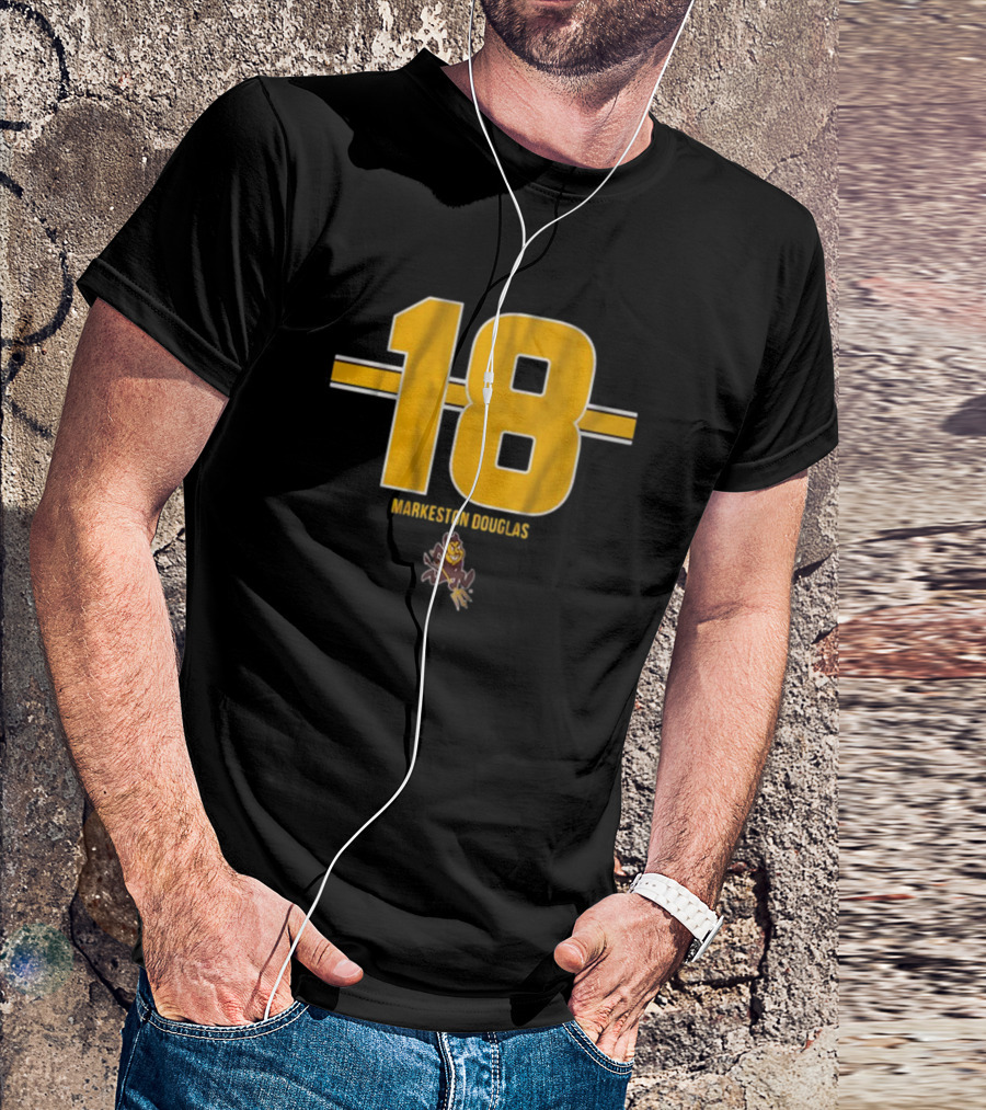 ASU Football Markeston Douglas 18 Stripe Sun Devil T-Shirt
