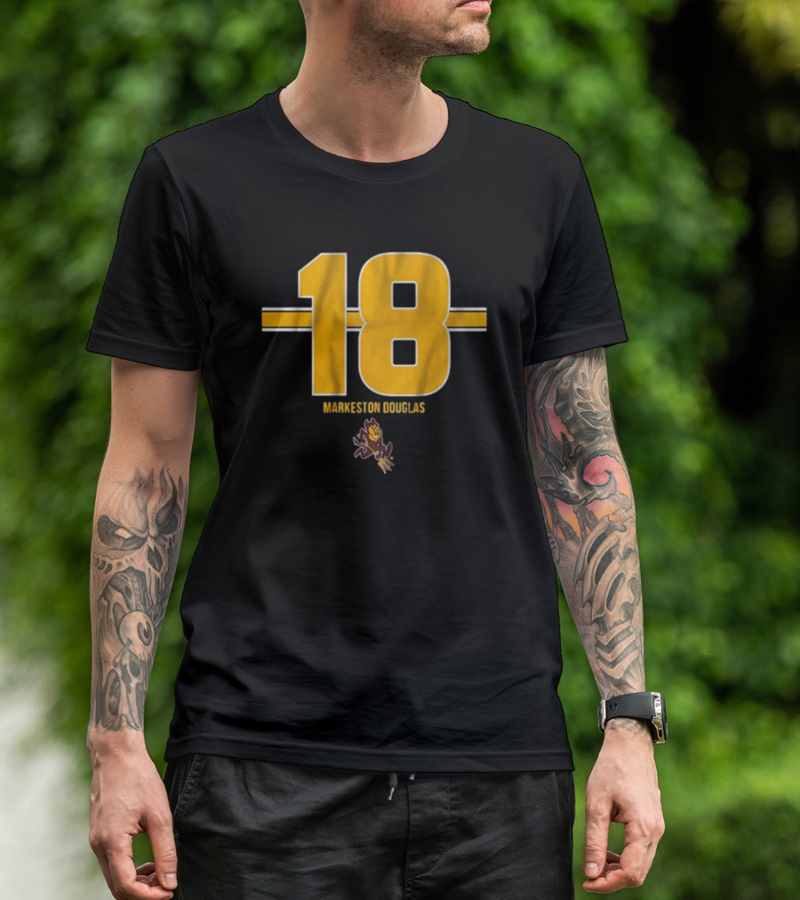 ASU Football Markeston Douglas 18 Stripe Sun Devil T-Shirt