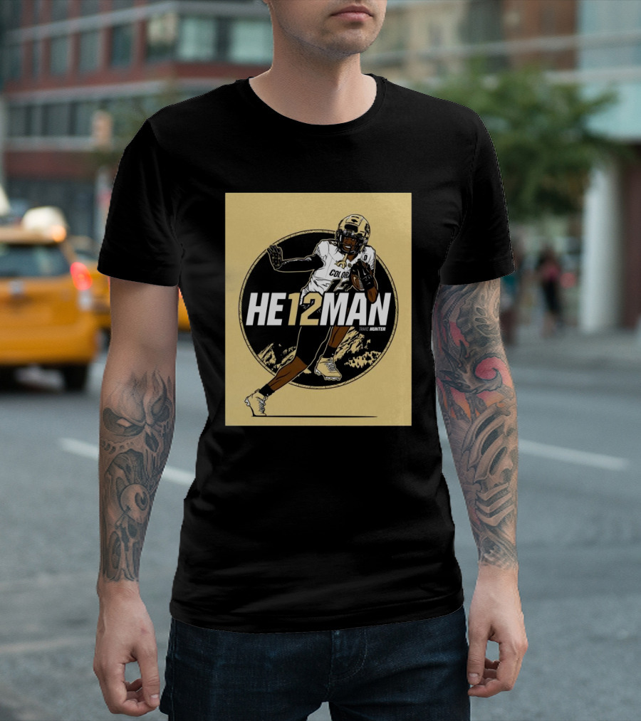 Colorado Buffaloes Football HE12MAN Travis Hunter T-Shirt