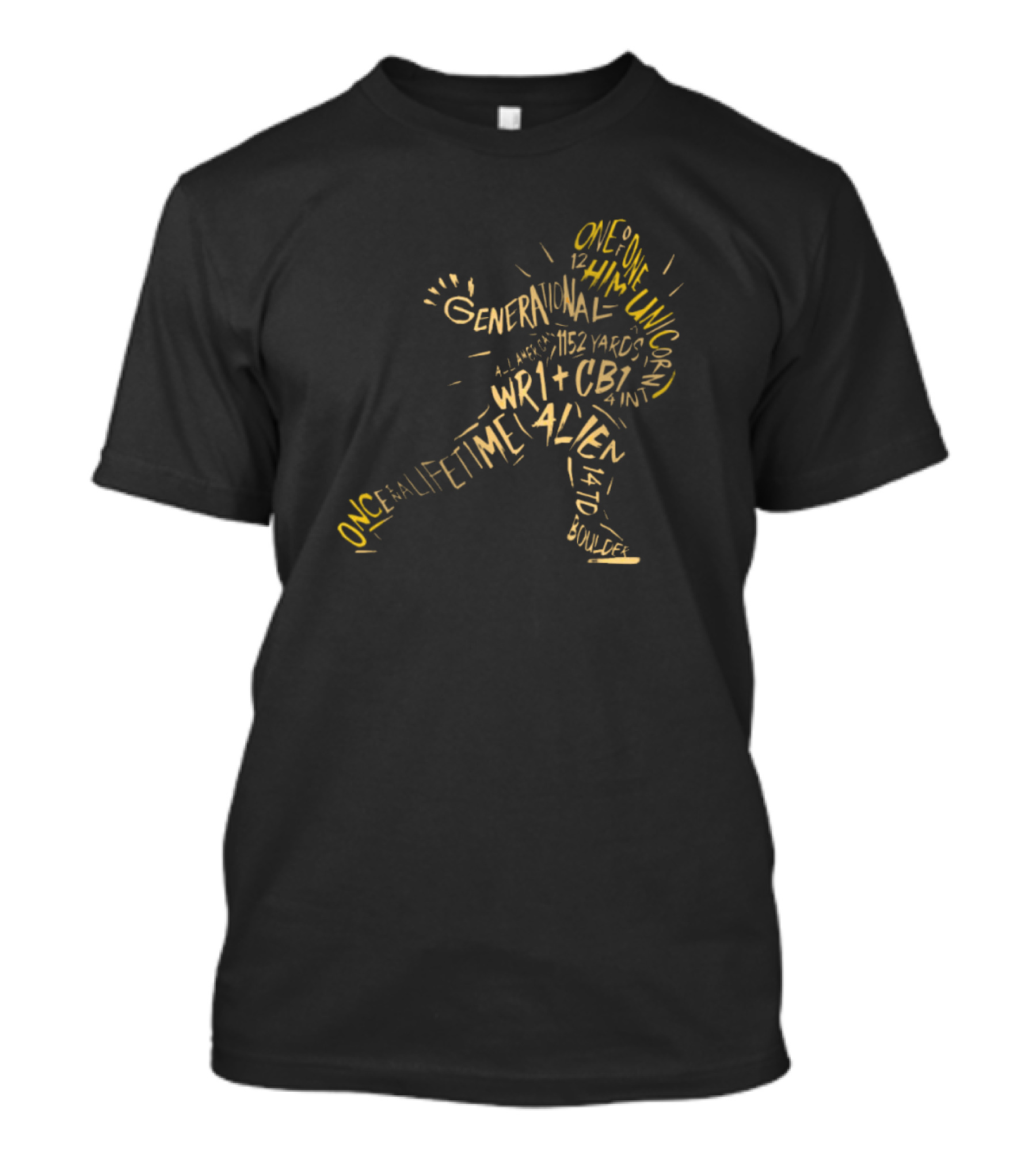 Travis Hunter One Of One Him Generational Unicorn All American 1152 Yards WR1 CB1 Alien Colorado Boulder T-Shirt