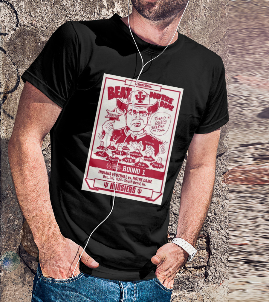 IU Credit Union Beat Notre Dame Indiana Football Vs. Notre Dame Round 1 Dec. 20, 2024 South Bend, IN Hoosiers T-Shirt