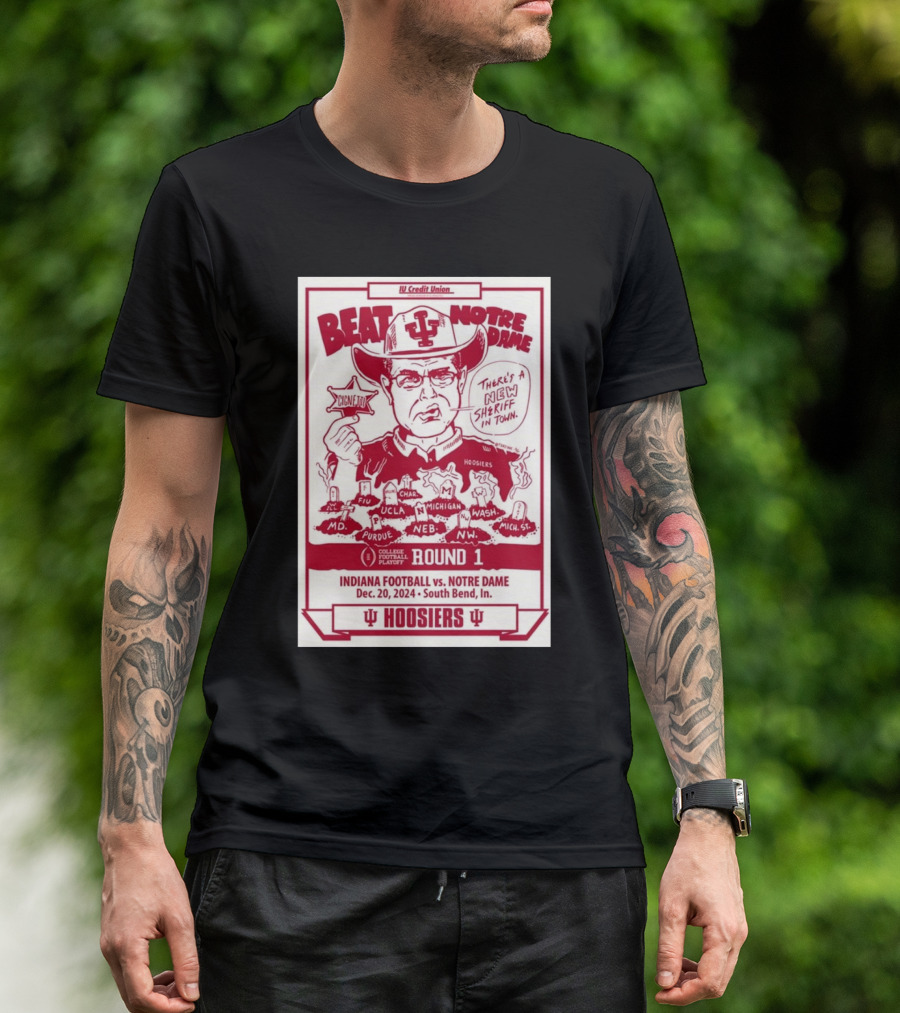 IU Credit Union Beat Notre Dame Indiana Football Vs. Notre Dame Round 1 Dec. 20, 2024 South Bend, IN Hoosiers T-Shirt