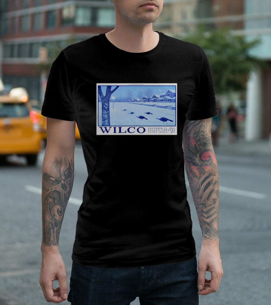 Wilco December 15 2024 Palace Theatre Saint Paul MN Winter Scene with Turkeys T-Shirt