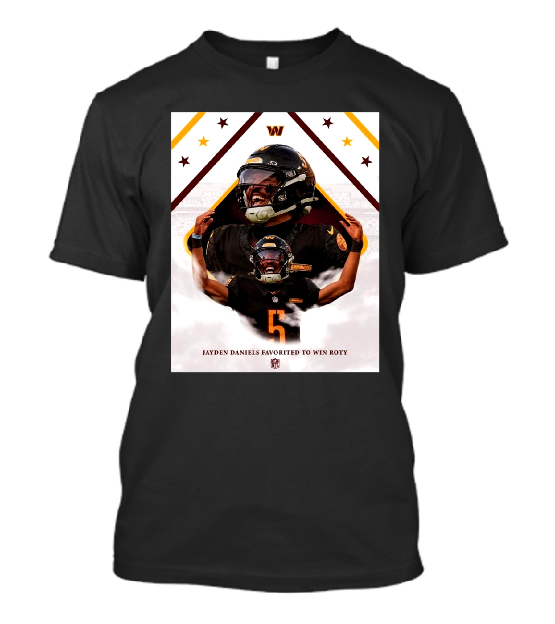Jayden Daniels Favorited To Win ROTY Washington Commanders NFL T-Shirt