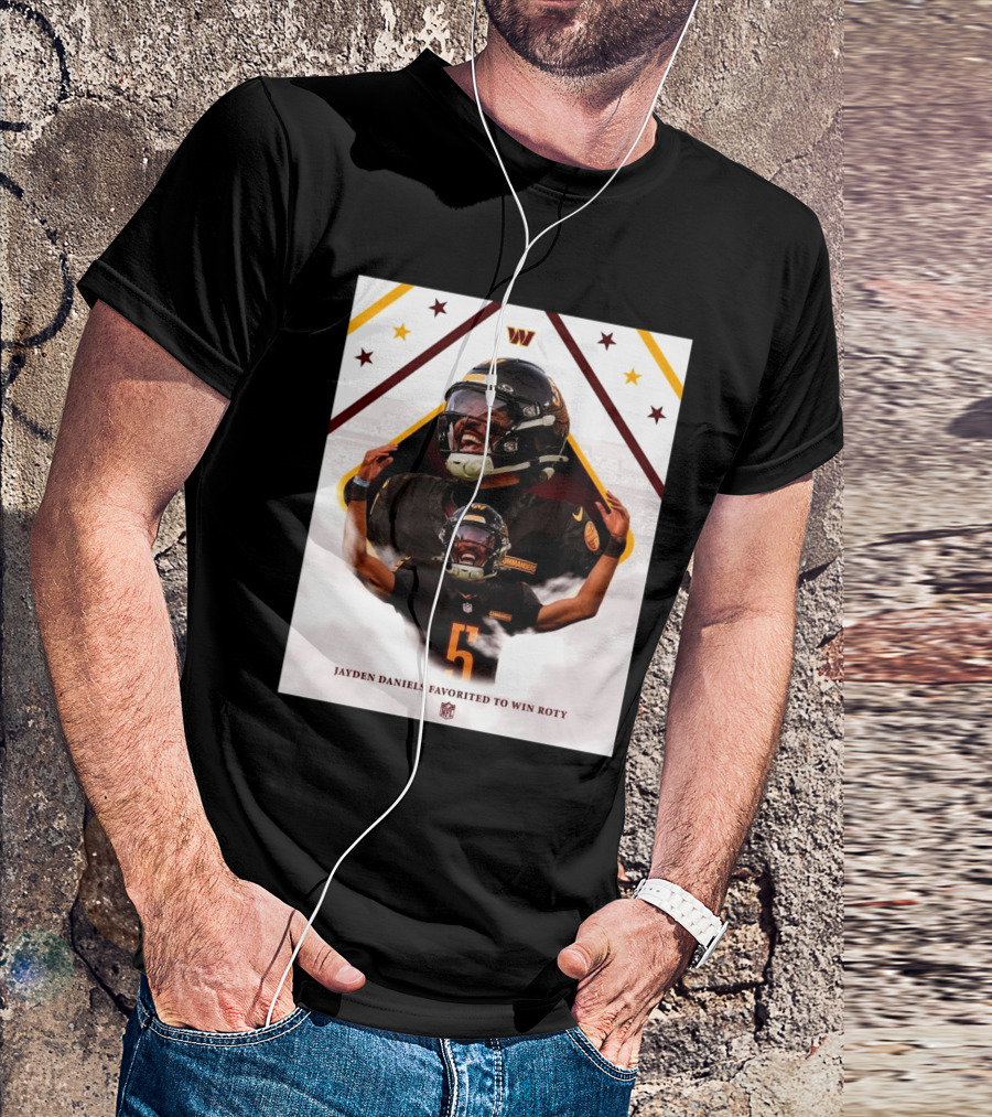 Jayden Daniels Favorited To Win ROTY Washington Commanders NFL T-Shirt