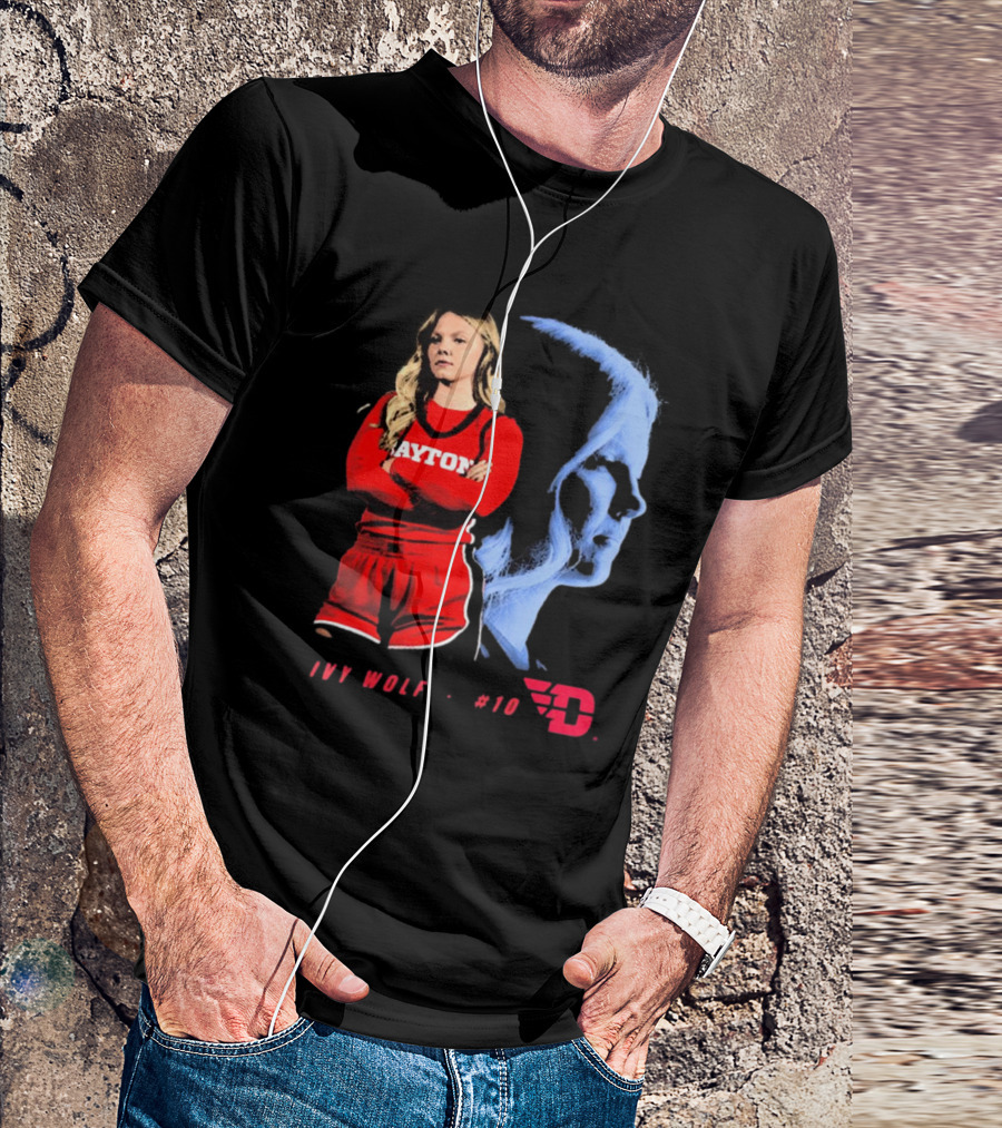 Ivy Wolf Dayton Flyers #10 Basketball Portrait With Team T-Shirt
