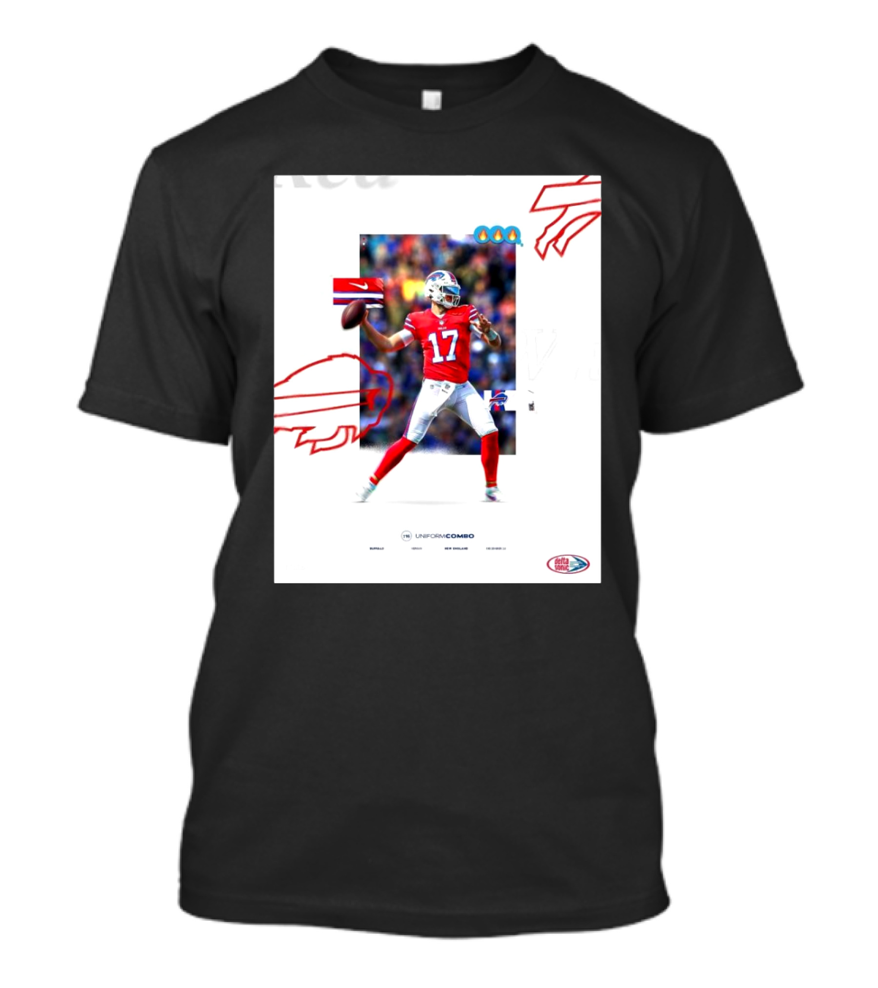 Josh Allen Buffalo Bills December 22 2024 Candy Cane Vibes Uniform Combo Vs New England Patriots T-Shirt