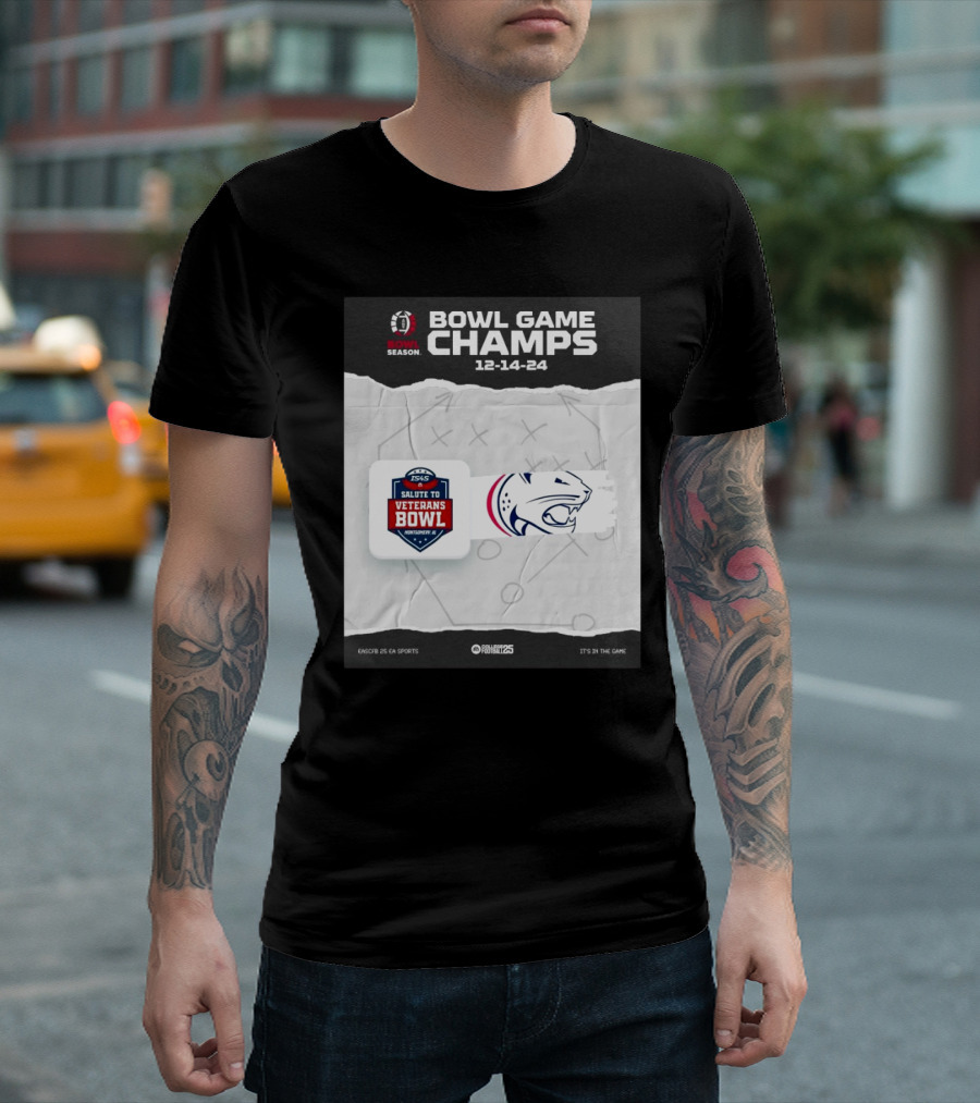 Bowl Game Champs 12-14-24 Salute To Veterans Bowl Season South Alabama Jaguars T-Shirt