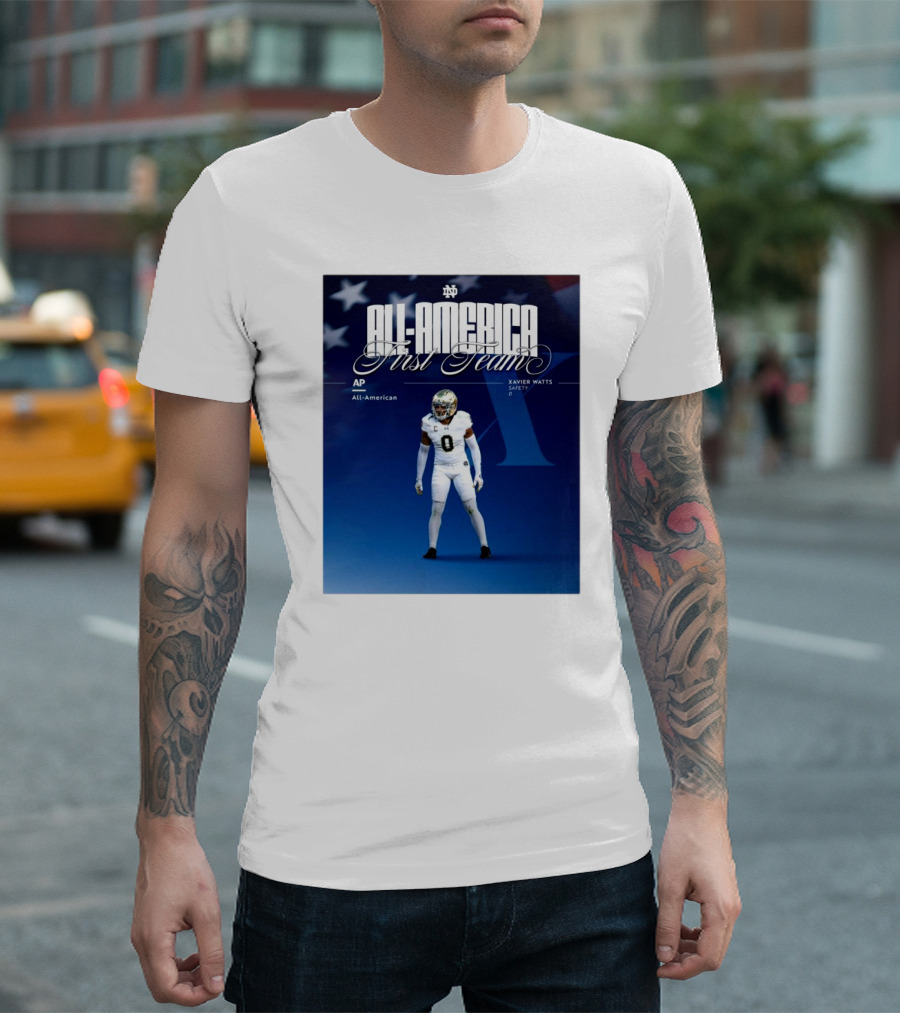 Notre Dame Fighting Irish Xavier Watts Safety AP All-America First Team All-American T-Shirt