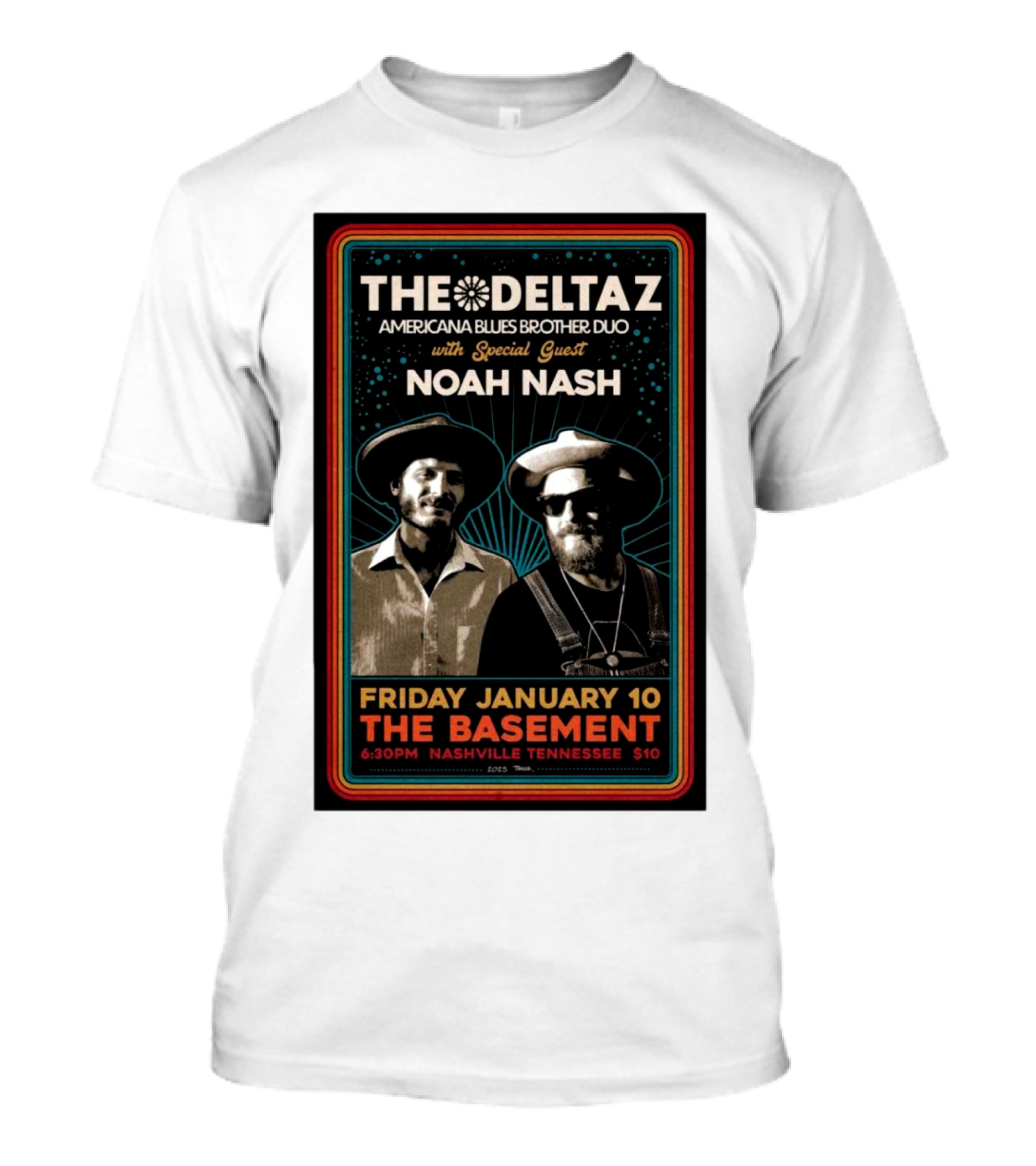 The Deltaz Americana Blues Brother Duo With Noah Nash January 10 The Basement Nashville 2025 T-Shirt