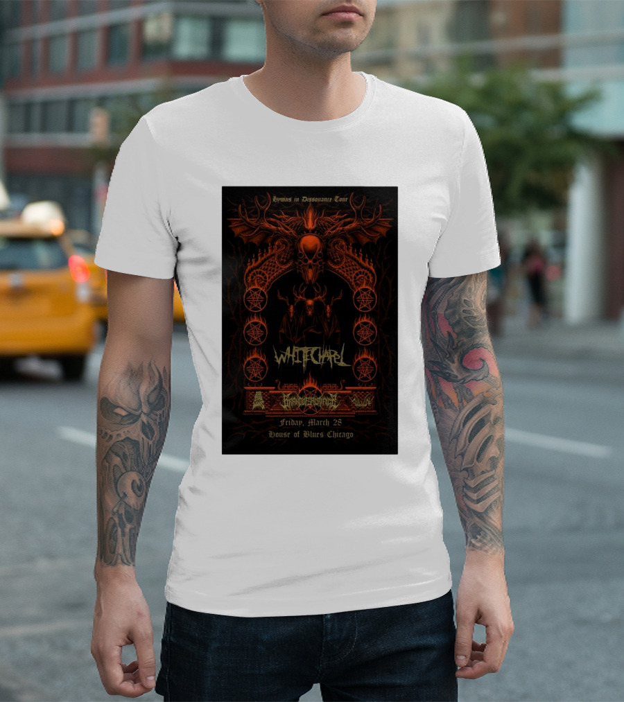 Whitechapel Chicago House of Blues March 28 2025 Amon Amarth Venom Prison Hermas in Dissonance Tour T-Shirt