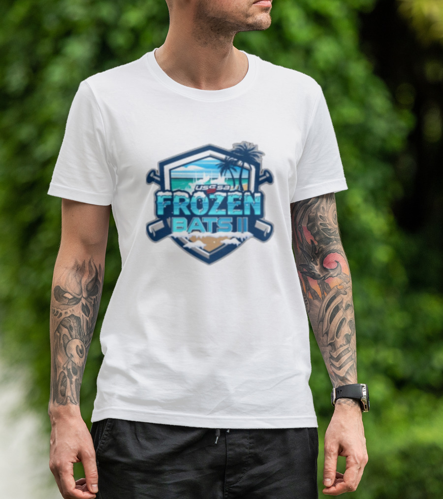 USSSA Frozen Bats II February 22-23 2025 Baseball Tropical Palm Beach Shield T-Shirt