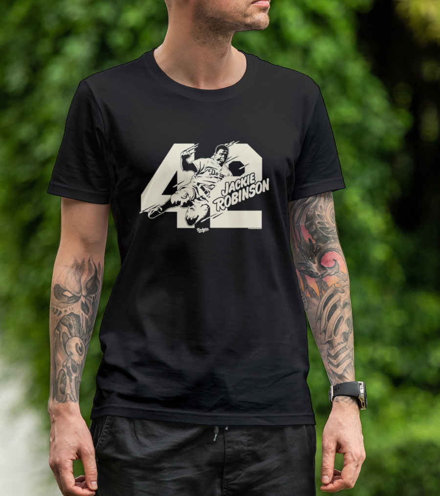 Jackie Robinson Dodgers Sliding 42 MLB Los Angeles T-Shirt