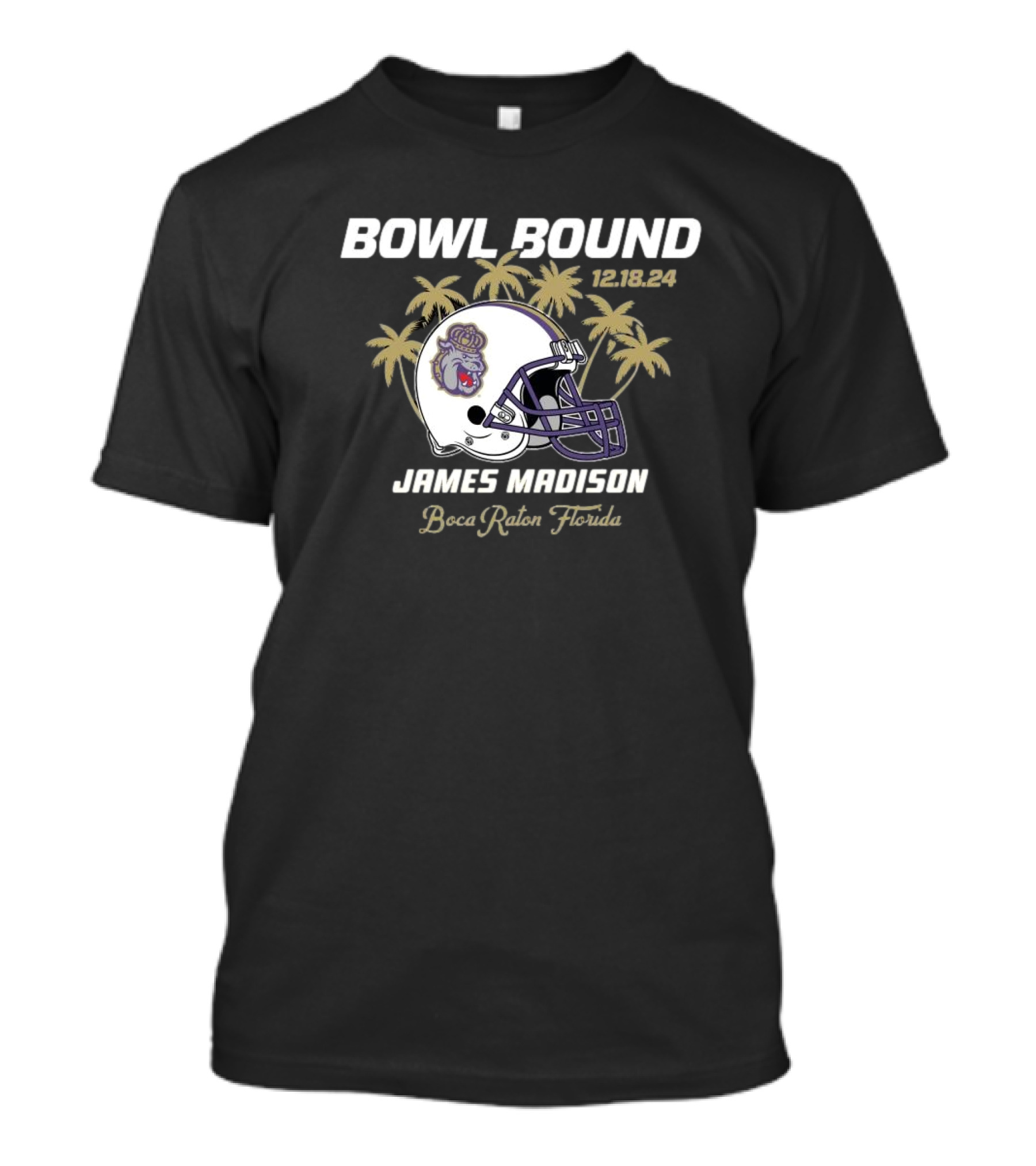 Bowl Bound 12.18.24 James Madison Boca Raton Florida Helmet T-Shirt