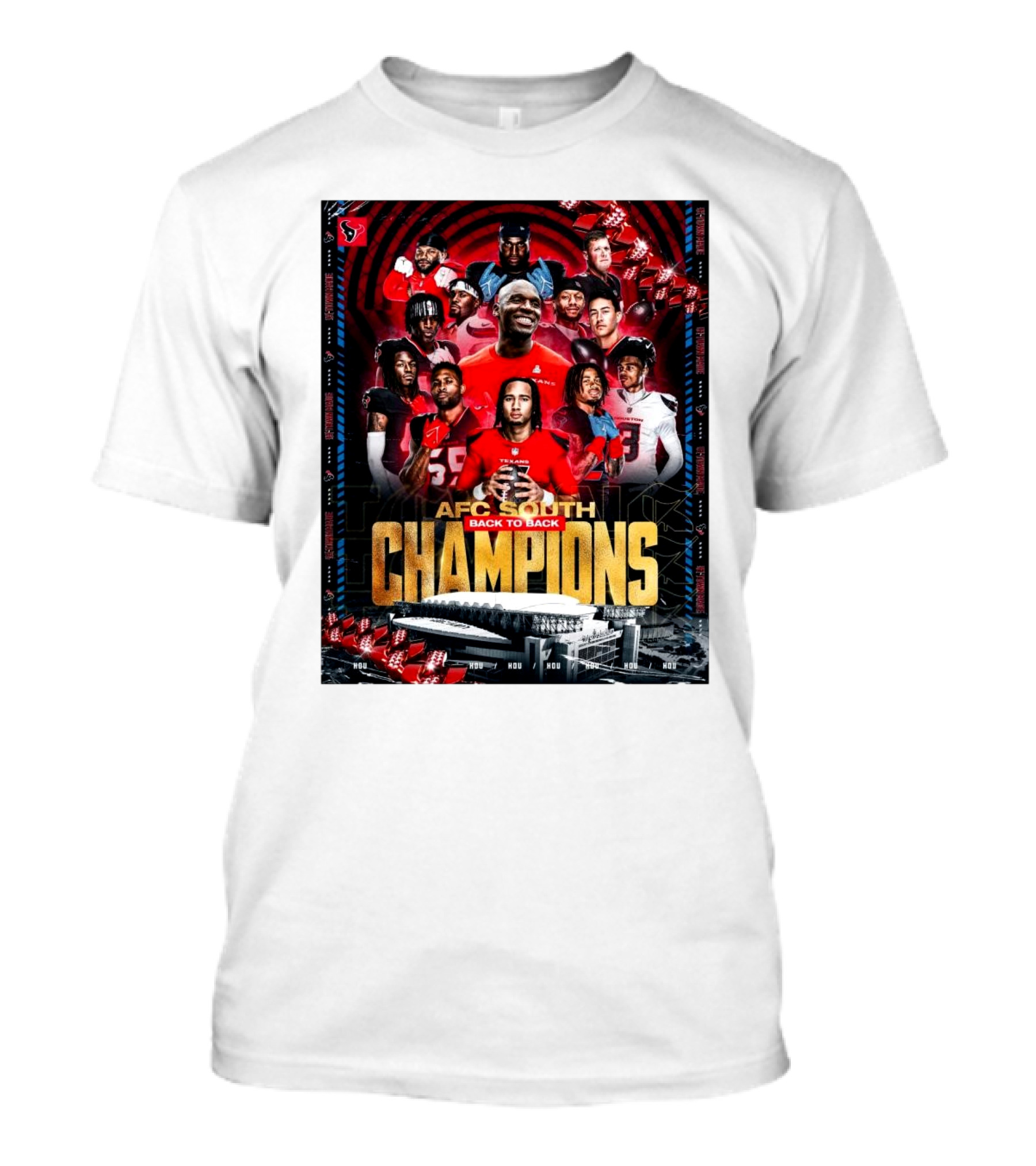 AFC South Back To Back Champions 2024 Houston Texans T-Shirt