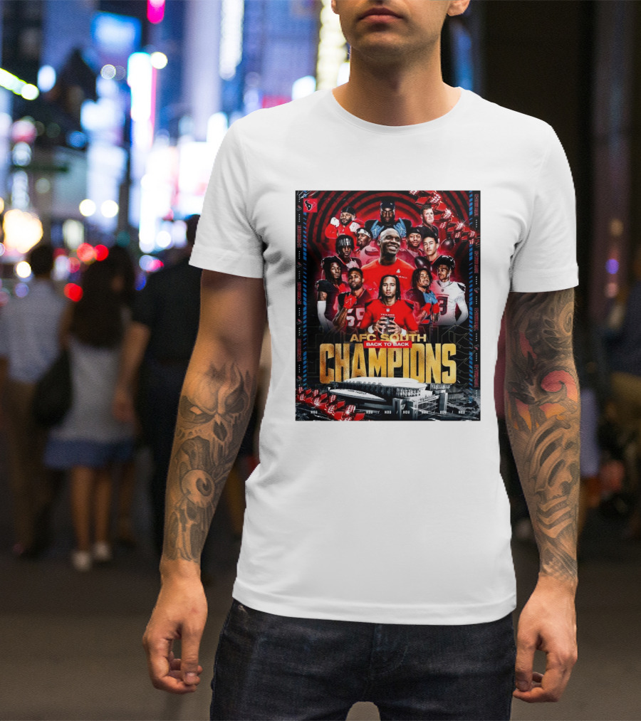 AFC South Back To Back Champions 2024 Houston Texans T-Shirt