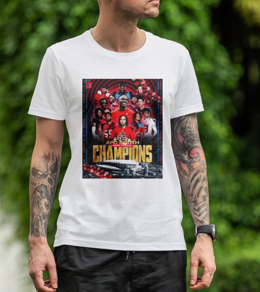AFC South Back To Back Champions 2024 Houston Texans T-Shirt