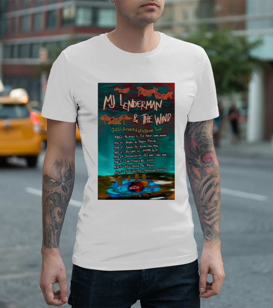 MJ Lenderman and The Wind 2025 Australia and New Zealand Tour Dates with Venues and Cities T-Shirt